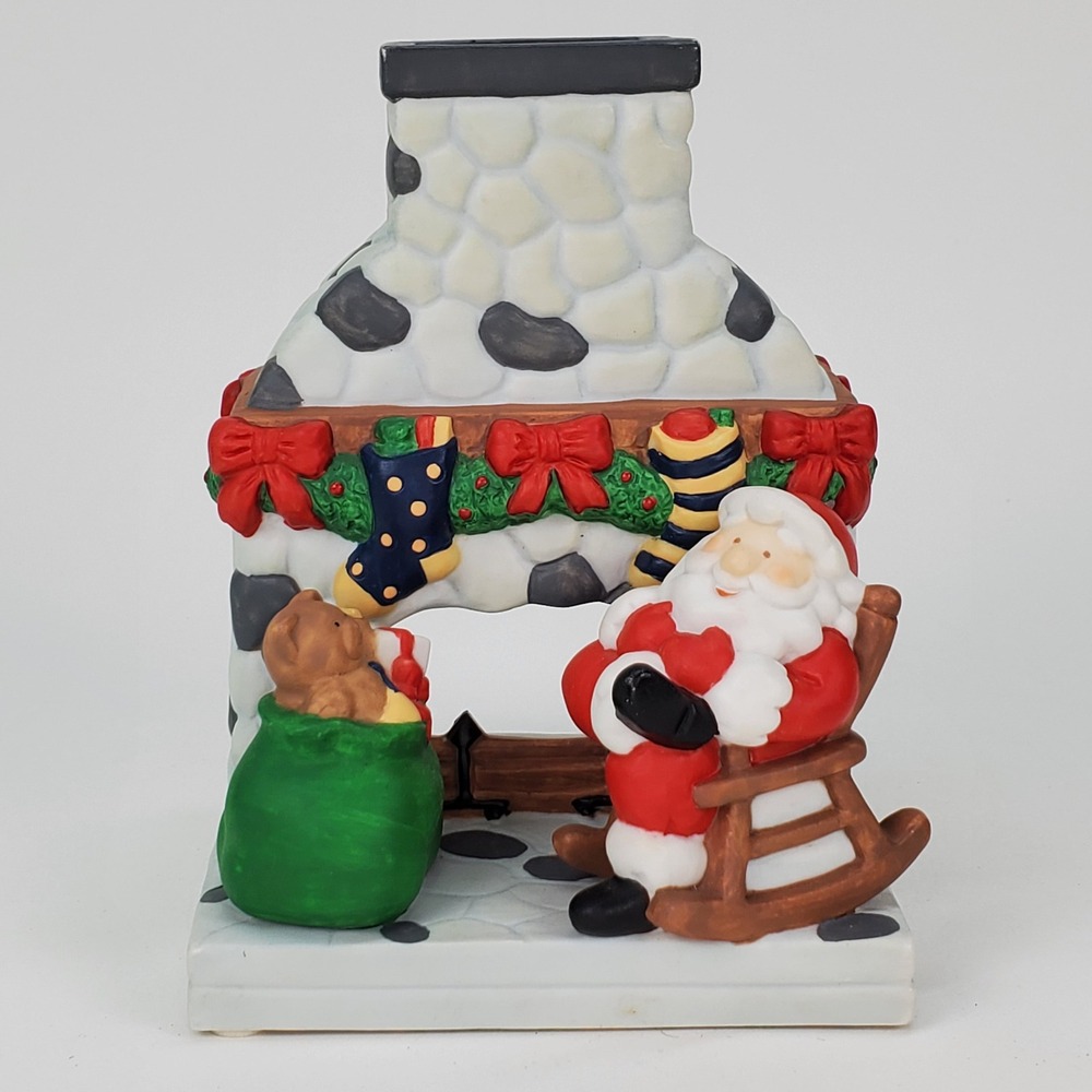 PartyLite Olde‎ World Village Santa at Fireplace Tealight Candle Holder P0261
